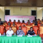 Kapolres Kuansing AKBP Pangacup saat menyampaikan jumlah tersangka kasus narkotika. Foto/Mengabarkan.com